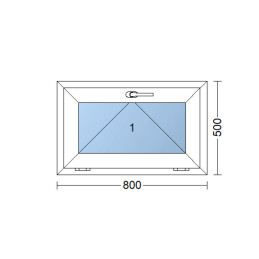 Weißes Kunststoff-Kippfenster 800 × 500 mm (80 × 50 cm) für Nebenräume Aplast 60