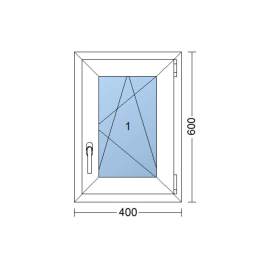 Weißes Kunststoff-Kippfenster 400 × 600 mm (40 × 60 cm) für Nebenräume Aplast 60