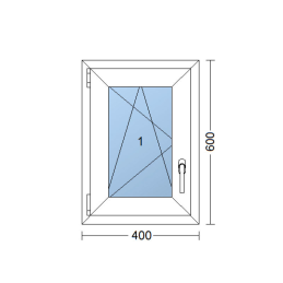 Weißes Kunststoff-Kippfenster 400 × 600 mm (40 × 60 cm) für Nebenräume Aplast 60