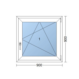 Weißes Kunststoff-Kippfenster 900 × 900 mm (90 × 90 cm) für Nebenräume Aplast 60