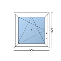 Weißes Kunststoff-Kippfenster 900 × 900 mm (90 × 90 cm) für Nebenräume Aplast 60