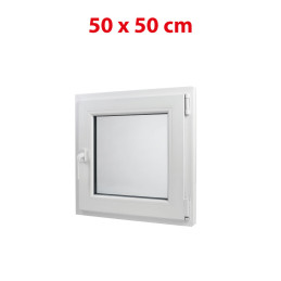 Weißes Kunststoff-Kippfenster 500 × 500 mm (50 × 50 cm) für Nebenräume Aplast 60