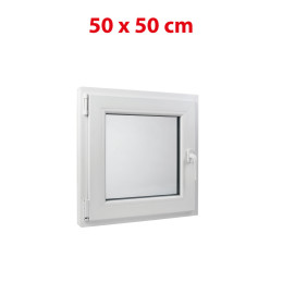 Weißes Kunststoff-Kippfenster 500 × 500 mm (50 × 50 cm) für Nebenräume Aplast 60
