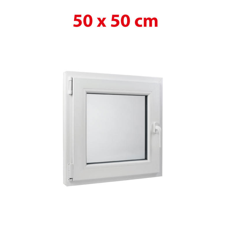 Weißes Kunststoff-Kippfenster 500 × 500 mm (50 × 50 cm) für Nebenräume Aplast 60