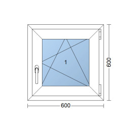 Goldene Eiche/weiße Kunststoff-Kippfenster 600 × 600 mm (60 × 60 cm) für Nebenräume Aplast 60