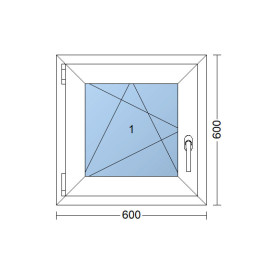 Goldene Eiche/weiße Kunststoff-Kippfenster 600 × 600 mm (60 × 60 cm) für Nebenräume Aplast 60