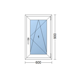 Goldene Eiche/weiße Kunststoff-Kippfenster 600 × 900 mm (60 × 90 cm) für Nebenräume Aplast 60