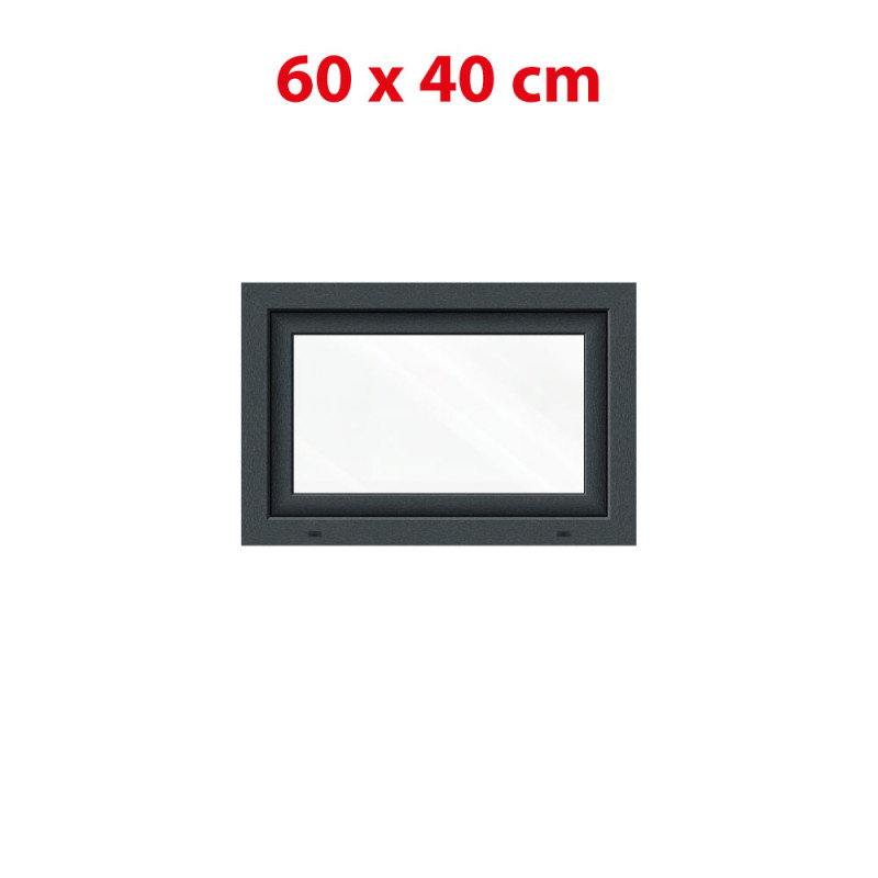 Anthrazit/weißes Kunststoff-Kippfenster 600 × 400 mm (60 × 40 cm) für Nebenräume Aplast 60
