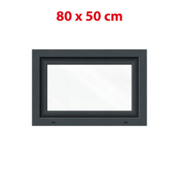 Anthrazit/weißes Kunststoff-Kippfenster 800 × 500 mm (80 × 50 cm) für Neben- und Technikräume