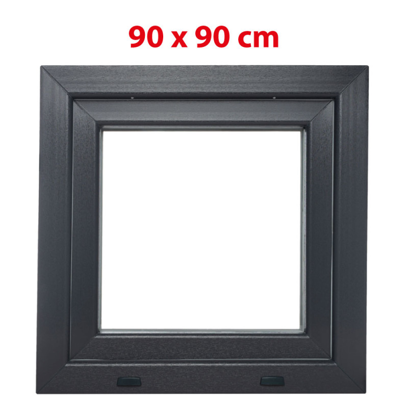 Anthrazit/weiße Kunststoff-Kippfenster 900 × 900 mm (90 × 90 cm) für Nebenräume Aplast 60
