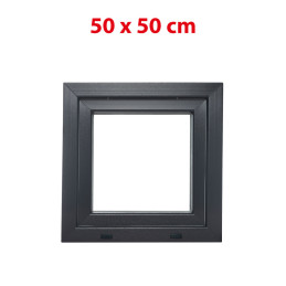 Anthrazit/weiße Kunststoff-Kippfenster 500 × 500 mm (50 × 50 cm) für Nebenräume Aplast 60