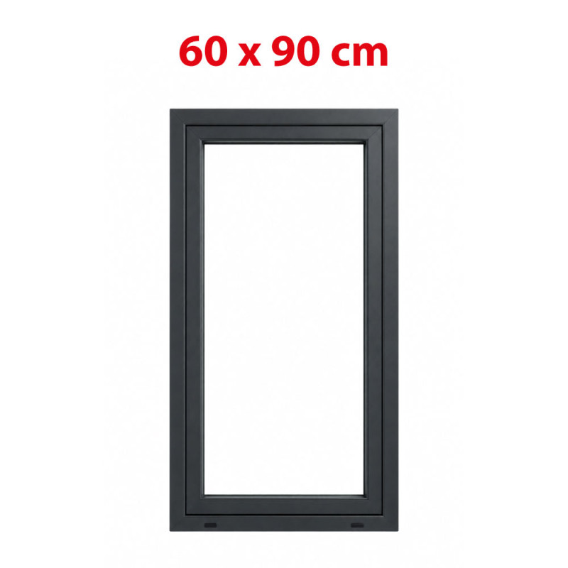 Anthrazit/weiße Kunststoff-Kippfenster 600 × 900 mm (60 × 90 cm) für Nebenräume Aplast 60