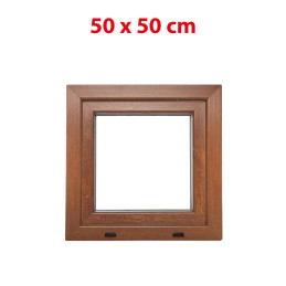 Goldene Eiche/weiße Kunststoff-Kippfenster 500 × 500 mm (50 × 50 cm) für Nebenräume Aplast 60