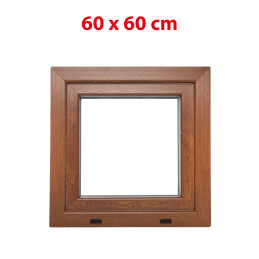 Goldene Eiche/weiße Kunststoff-Kippfenster 600 × 600 mm (60 × 60 cm) für Nebenräume Aplast 60