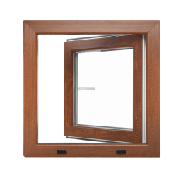 Goldene Eiche/weiße Kunststoff-Kippfenster 500 × 500 mm (50 × 50 cm) für Nebenräume Aplast 60