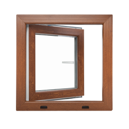 Goldene Eiche/weiße Kunststoff-Kippfenster 600 × 600 mm (60 × 60 cm) für Nebenräume Aplast 60