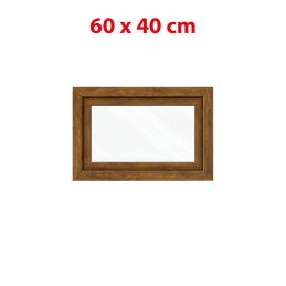 Goldene Eiche/weißes Kunststoff-Kippfenster 600 × 400 mm (60 × 40 cm) für Nebenräume Aplast 60