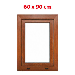 Goldene Eiche/weiße Kunststoff-Kippfenster 600 × 900 mm (60 × 90 cm) für Nebenräume Aplast 60